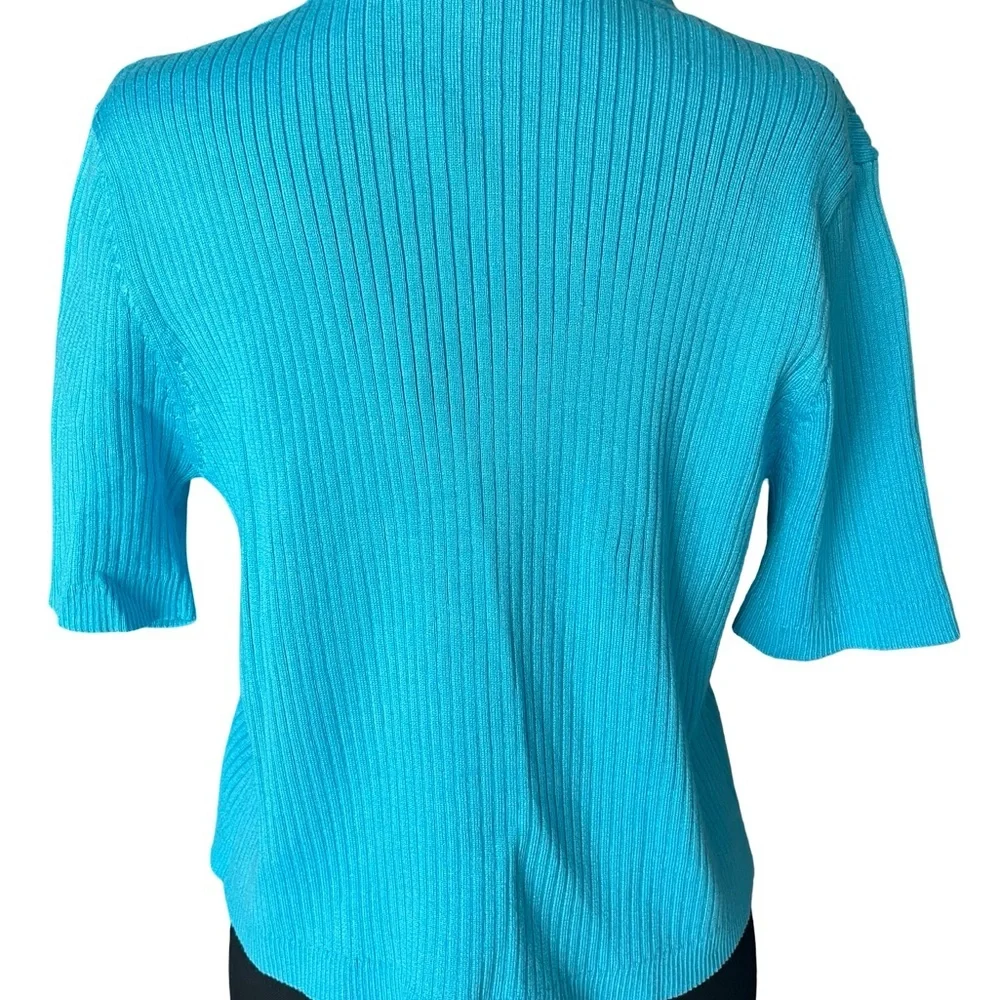 Chic Turquoise Button-Up Cardigan - Picture 3 of 4